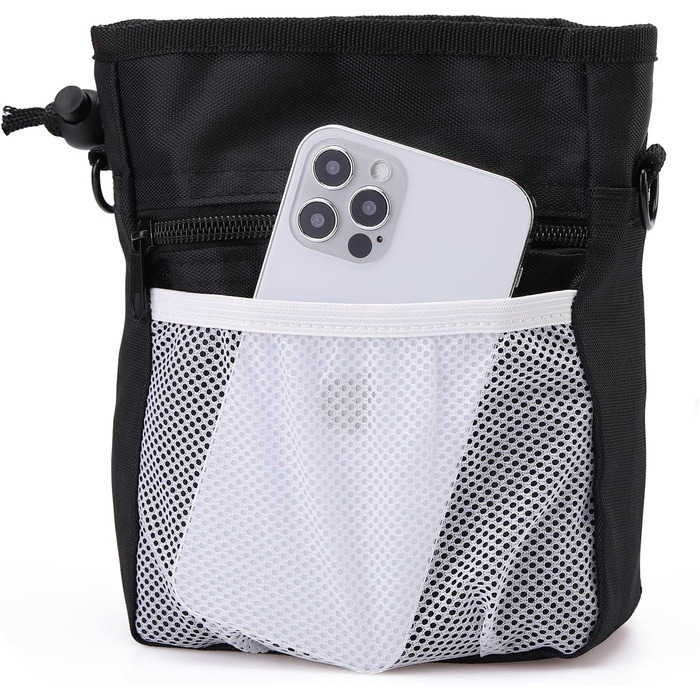 Універсальна сумка для ласощів для собак, знімна, велика місткість, сумка для тренувань, з ремінним кріпленням та регульованим плечовим ременем, 3 способи носіння (чорний)