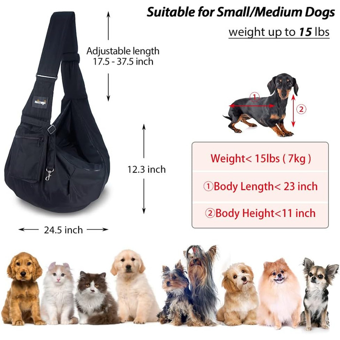 NATUYA Сумка-переноска для собак та котів, чорна, водовідштовхувальна, для прогулянок та подорожей