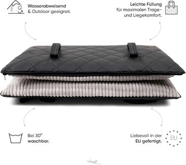 FREUDENTIER Килимок для собак на вулицю, складний | З м'якою поверхнею з штучної шкіри з корду | Легко миється, водо- та брудовідштовхуючий | Для подорожей, Made in EU (75x60 см)