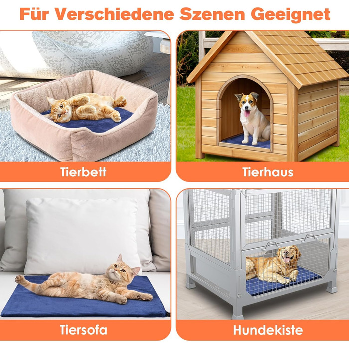 Килимок для підігріву домашніх тварин, великий для собак та котів, з регулюванням часу та температури, 60 x 90 см