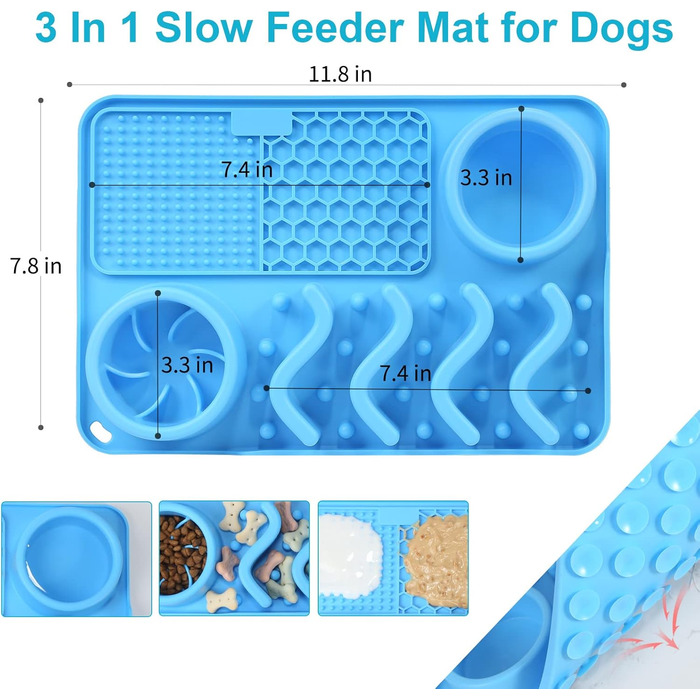 Килимок для собак VOOWO 3 в 1 Slow Feeder, миска для собак, килимок для повільного годування з присосками для собак та котів