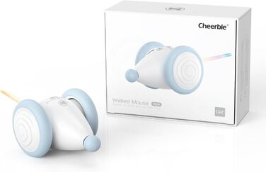 Електронна іграшка для котів Cheerble, інтерактивна мишка з LED-підсвіткою, USB зарядка, автоматична, для домашніх котів і кошенят, синя
