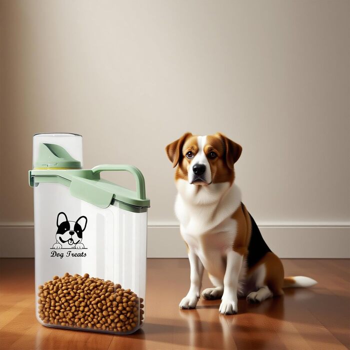 Контейнер для корму для собак 2.8L, герметичний, вологостійкий, BPA-free, прозорий, зелений 1391-Dog-Green