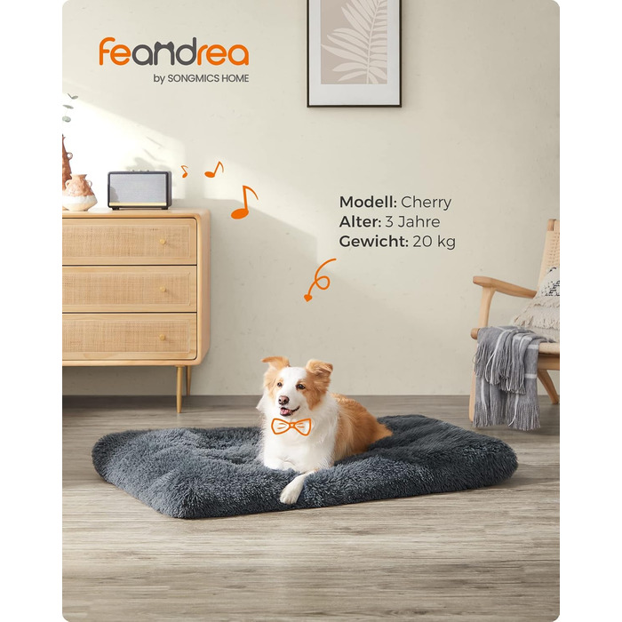 Ліжко для собак Feandrea, м'який килимок, довгий плюш, 122 x 74 см, м'яка підкладка, можна прати, багатофункціональне, PGW204K01 (L 110 x B 73 x H 10 см, темно-сірий)