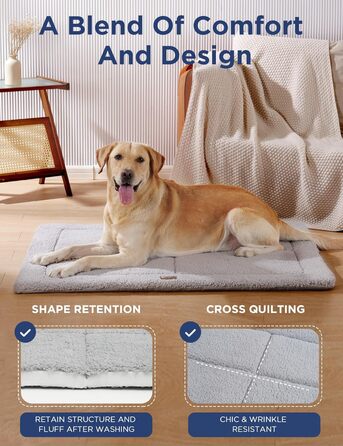 Практичне собаче ліжко для великих собак, 111.8 x 81.3 см, сіре. Зручне, м'яке, для дому та вулиці, двостороннє, з м'яким наповнювачем.