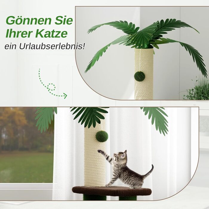 Котячий комплекс Kratzbaum 90 см: кігтеточка, будиночок та іграшки для котів (зелений)