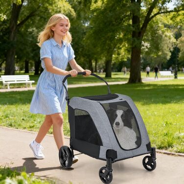 Візок для собак GOPLUS, розкладний, 60 кг, з кишенями та сіткою, 67 x 98 x 88 см