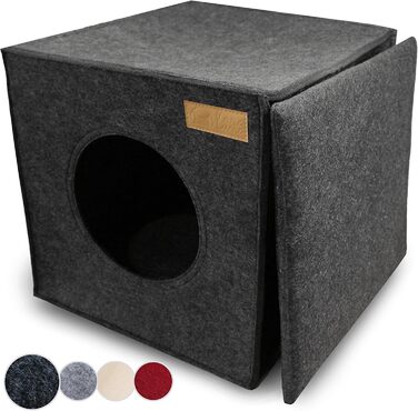 KaraLuna Будиночок для котів з фетру для стелажа IKEA Kallax/Expedit, затишна лежанка для великих котів або двох котів, темно-сірий
