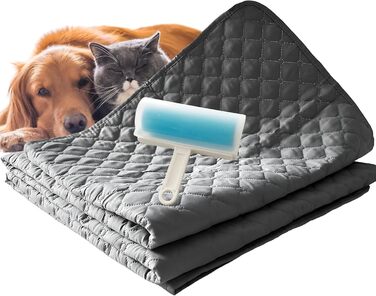 Водонепроникний плед для собак з роликом для ворсу, антиковзаюча ковдра для тварин на диван, машинне прання, 210 x 130 см, темно-сірий