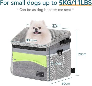 Транспортна сумка для собак та котів Petsfit: рюкзак, переноска, складана, сіра+зелена