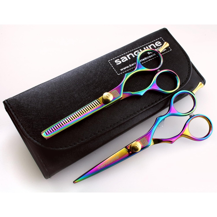 Набір професійних перукарських ножиць та ножиць для витончення, титан, 14 см, з еталоном