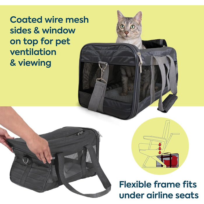 Транспортний бокс для тварин Sherpa Travel, великий, антрацит, 48 x 30 x 29 см, схвалений авіакомпаніями