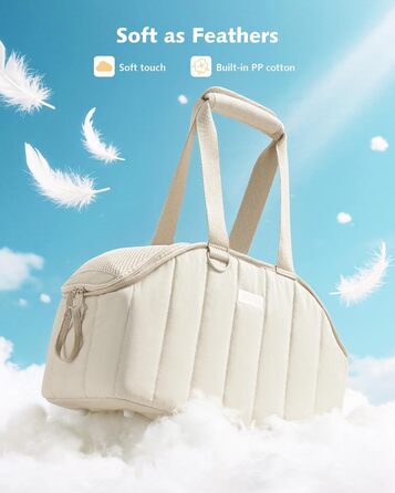 Транспортна сумка для собак Pecute, 4 кг, кремового кольору. Легка, складна переноска для собак та котів, ідеальна для подорожей