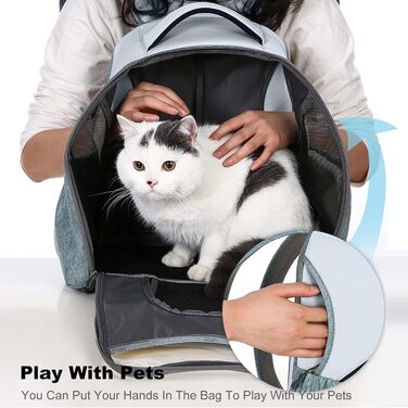 Рюкзак для собак та котів PETCUTE - дихаючий, з безпековою лінійкою та знімною підстилкою (до 8 кг, блакитний)