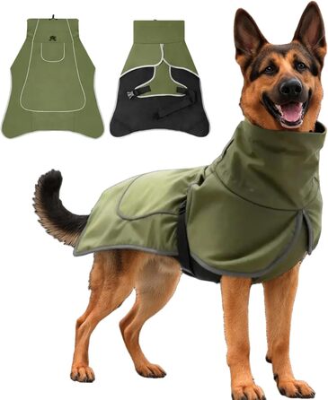 Водонепроникний дощовик для собак, регульована куртка для великих та середніх собак, теплий дощовик з кліпсою, для Лабрадора, Хаскі (зелений XXL)