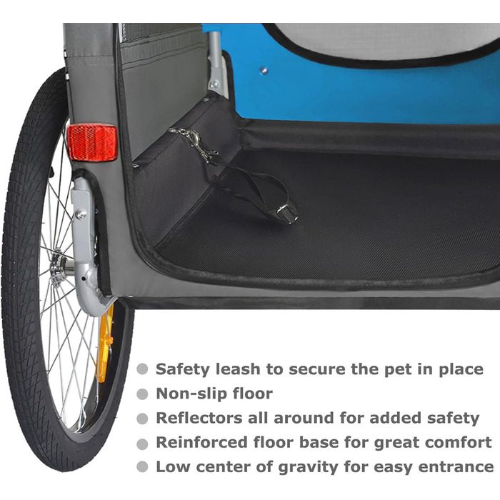 Тігго VS Pets L: Причіп для собак великого розміру, 270 л, для собак до 35 кг, складна конструкція, блакитний