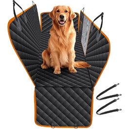 Водонепроникний килимок для собак у машину Heatail для заднього сидіння з боковими захисниками та сіткою, 135 x 148 см, чорний/помаранчевий