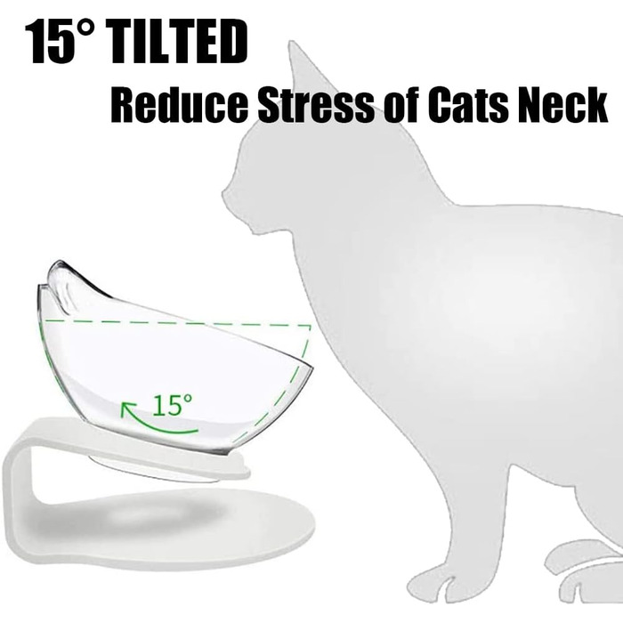 Набір мисок для котів з підставкою, 3 шт. - піднята миска для кошенят, анти-блювотний дизайн, прозорий пластик