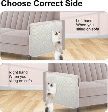 Захист для дивану від кігтів котів, 70 x 50 см, з сизалю, для правої руки. Захист меблів від кігтів котів
