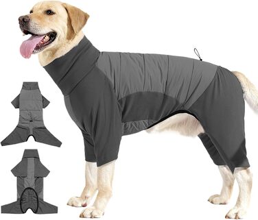 Зимовий теплий одяг для собак: тепла куртка з високим коміром для цуценят та собак великих, середніх та малих порід, для прогулянок, халупництва, походів, сірого кольору, розмір L