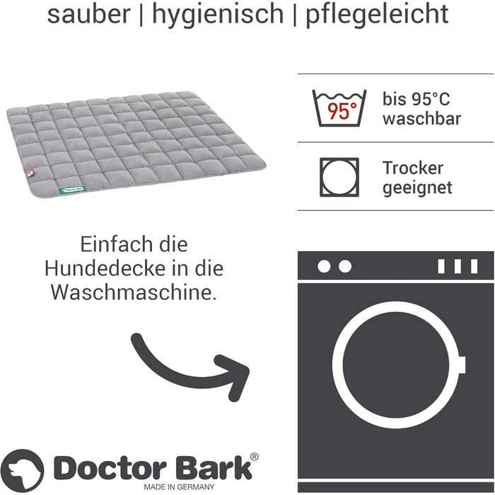 М'яка лежанка для собак Doctor Bark, розмір L, 100x80 см, світло-сіра, для великих собак, міцна, для дому та вулиці, витримує прання до 95°C
