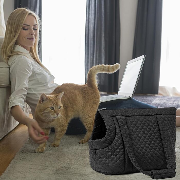 Сумка-переноска для собак маленьких порід, бавовна, легка зимова переноска, для цуценят та кошенят (чорна)