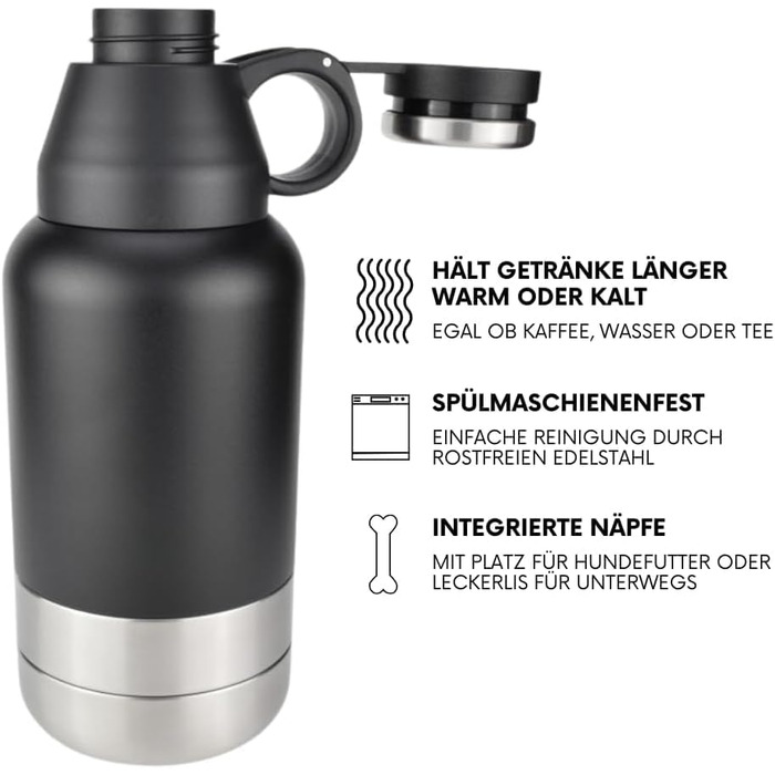 Водяна пляшка для собак TravelBuddy 3-в-1 з мискою та сумкою для перенесення - витоки неможливі, портативна | Поїлка для цуценят та домашніх тварин | Водяні пляшки для собак - подорожі та прогулянки