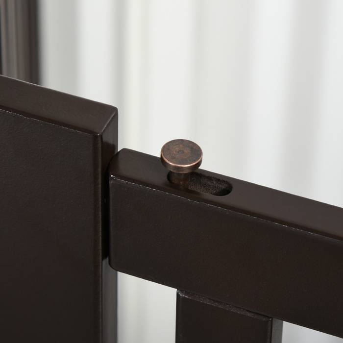 PawHut Door Gate Barrier Окремо стоячий для собак, регульований і складний, дерево темно-коричневий, безпечний захист для вашого будинку