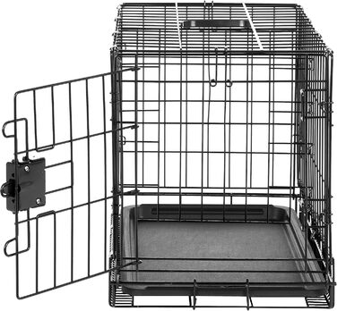 Складана металева клітка для собак Amazon Basics з піддоном, чорна, 56x33x40 см, одні двері