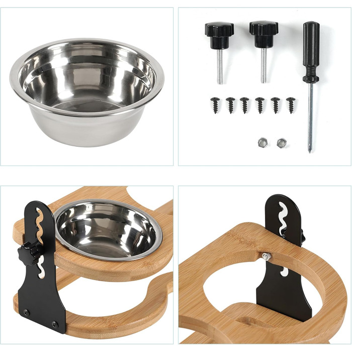 Набір мисок для котів та цуценят 3 шт. з регульованою висотою - Ергономічна годівниця з нержавіючої сталі