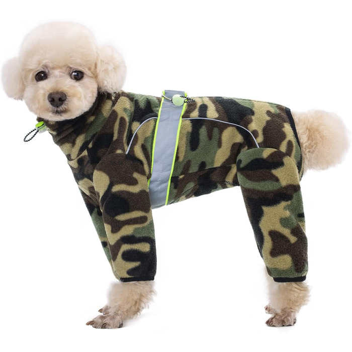 Піжама для собак з полярного флісу, тепла куртка та светр для маленьких та середніх собак, зимовий одяг для чотирилапих (X-Large, камуфляж)