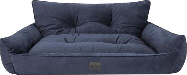 Собаче ліжко DOGGY XL 82x63 см, синє, ортопедичне ліжко-матрац для собак, лежак з прошивкою, диван для домашніх тварин