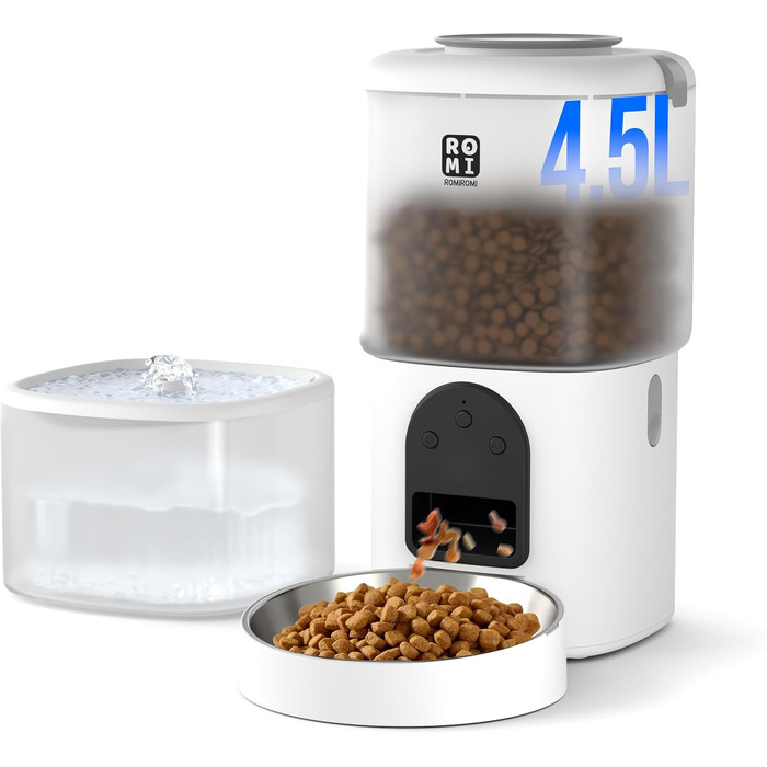 Автоматичний годівник для котів Romiromi з Wi-Fi, 4.5L, сталевий миска