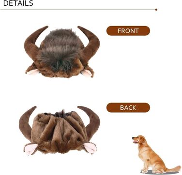 Перука-ріг для костюма собаки, косплей, голова бика, демон для святкування Дня подяки та Різдва