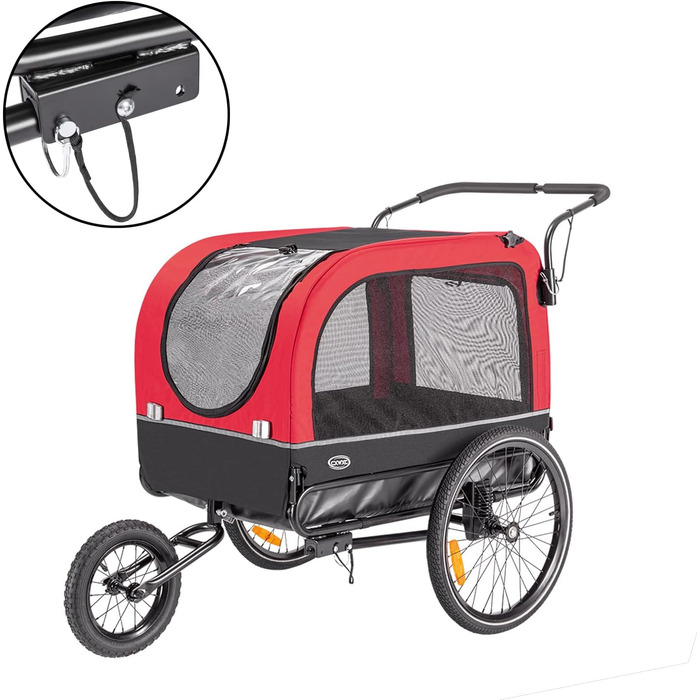 Велосипедний причіп для собак CXWXC 2 в 1: причіп та візок-перевертач, амортизація, вантажопідйомність 40 кг, червоний