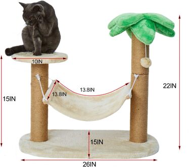 Дряпка для котів LUCKITTY у вигляді пальми з гамаками та іграшкою, когтеточка для кошенят, стовпчик і гамак, меблі для котів