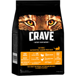Сухий корм для дорослих котів Crave з індиком та куркою, 7 кг — беззерновий преміум-корм з високим вмістом білка