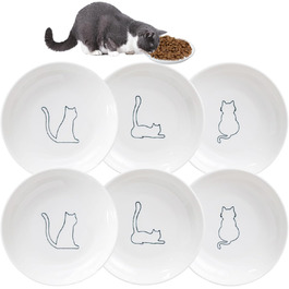 Набір мисок для котів з кераміки, 6 шт. - плоскі миски для котів та дрібних тварин, сучасний дизайн