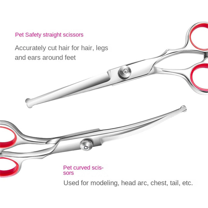 Набір професійних ножиць для собак 4 шт. з гребінцем для грумінгу. Ідеально для собак, котів та інших тварин.