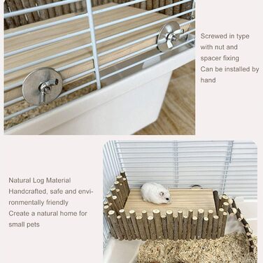 Платформа для хом'яків HERCHR з дерева, мостик, іграшка для гризунів з огорожею, підходить для цукрових поссумов та золотих ведмедиків