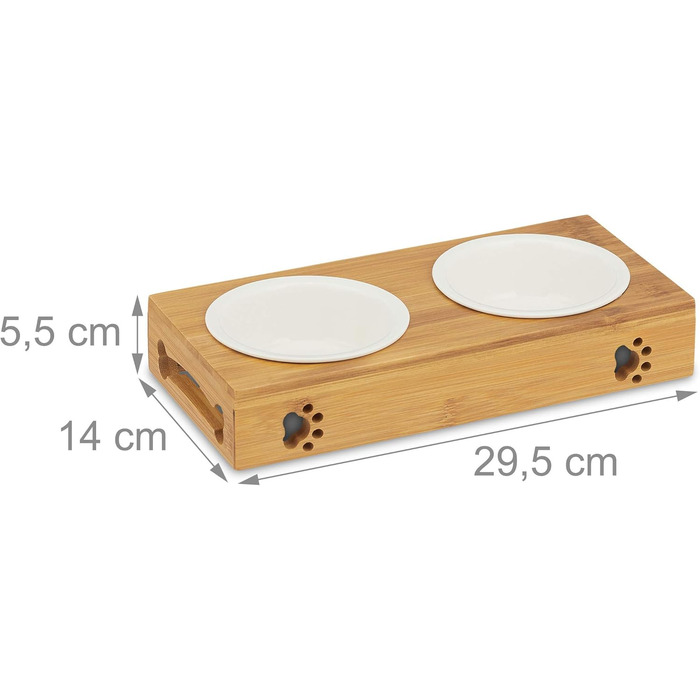Підставка для миски Reaxdays з бамбука для котів, керамічна миска для води та корму, безпечна для миття в посудомийній машині, натуральний дизайн