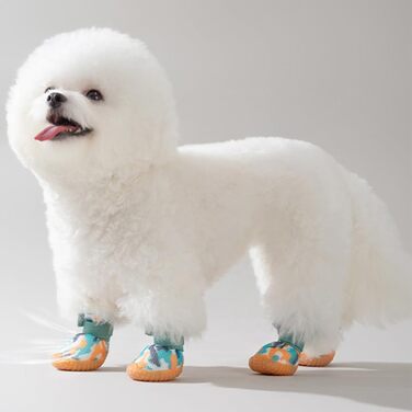 Чоботи для собак Kukaster: захист лап, 4 шт. Дихаючі собачі чоботи з антиковзкою підошвою, світловідбиваючими застібками. Підходять для собак маленьких, середніх та великих порід. Розмір 3 (4 шт.), чорно-білий візерунок