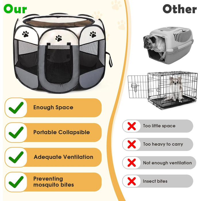 Складана переносна клітка-вольєр для собак та котів 74x74x43 см. Ідеально для цуценят, кроликів та інших дрібних тварин. Для дому та вулиці.