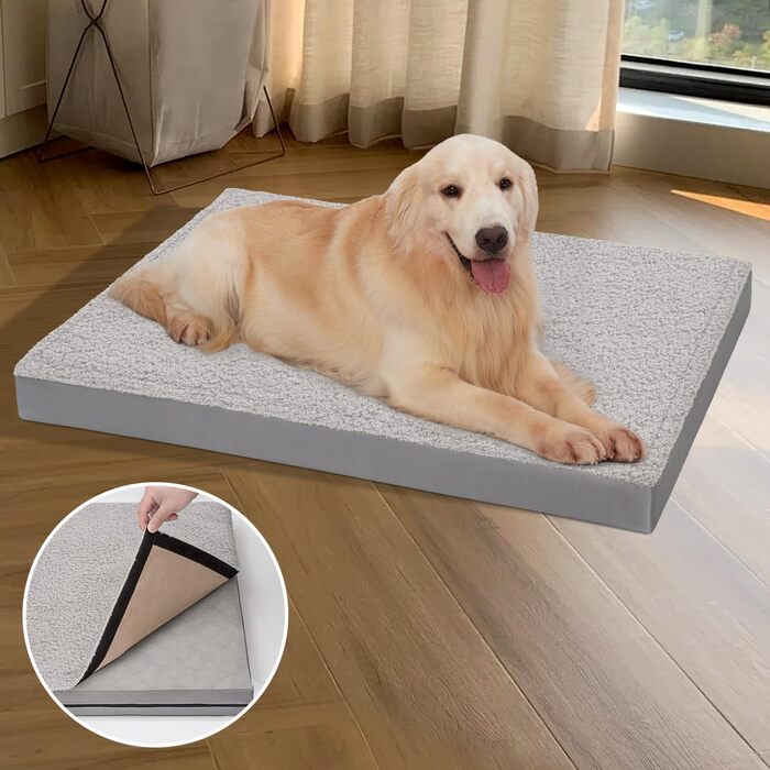 Ортопедичне ліжко для собак ABE, великі та середні породи, знімний чохол, 76x66x8 см