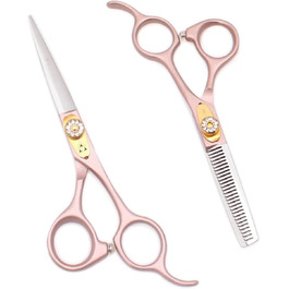Набір професійних ножиць для собак 2 в 1: прямі та розріджуючі ножиці з ергономічними ручками (7.0 та 5.5 дюймів)