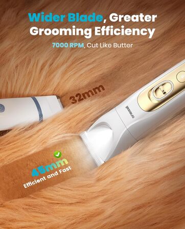 Машинка для стрижки собак і котів oneisall 4-в-1 з LED-підсвічуванням, триммер для лап та точилка для кігтів, акумулятор 2000mAh (біла)