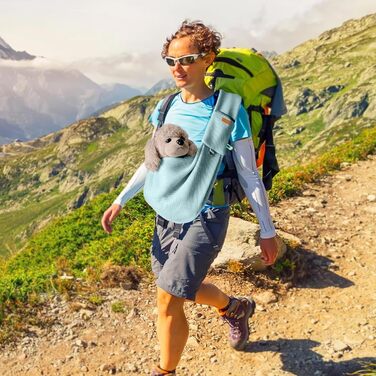 PETCUTE Сумка-переноска для собак, блакитна, до 6 кг, з ременем безпеки