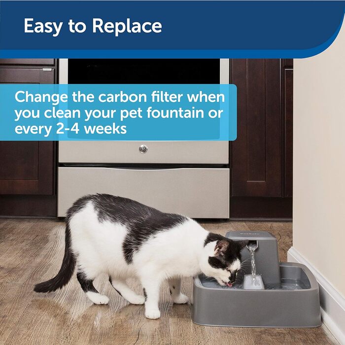 Автоматична поїлка PetSafe Drinkwell 1,8 л для котів і малих собак, сіра + фільтри з активованим вугіллям для 1,8/3,7/7,5 л, 4 шт.