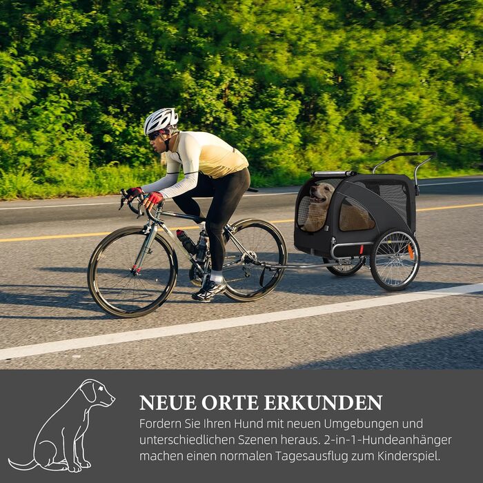 Трансформер для собак XL: велосипедний та візочок 2-в-1, до 40 кг, сірий