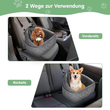 Автомобільний лежак для собак на заднє сидіння, 50x52x28 см, сірий. Лежак для собак у машину з кріпленнями, водовідштовхуючий, для маленьких та середніх порід